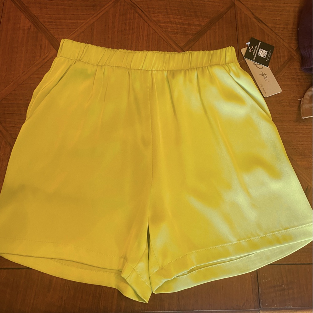 Brand new RD style Chartreuse silk shorts